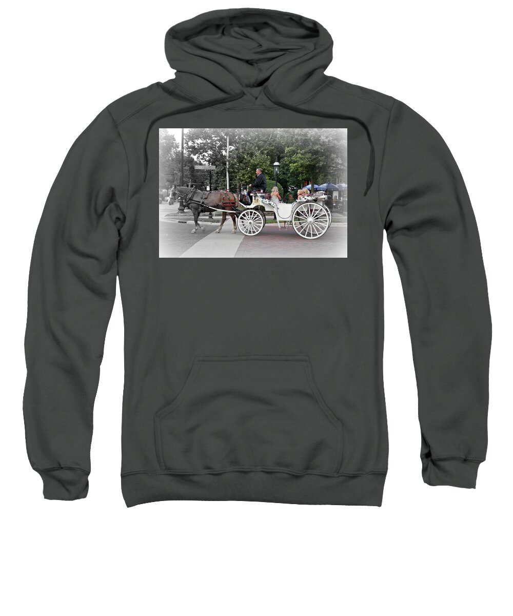 Horse Sweatshirt featuring the photograph Carriage Ride Into Yesteryear by Deborah Kunesh