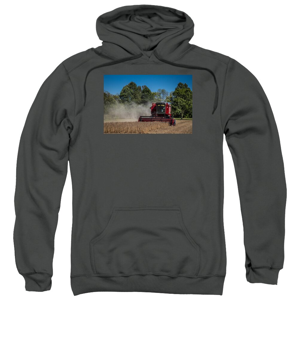 Axial Flow Sweatshirt featuring the photograph Case IH Bean Harvest by Ron Pate