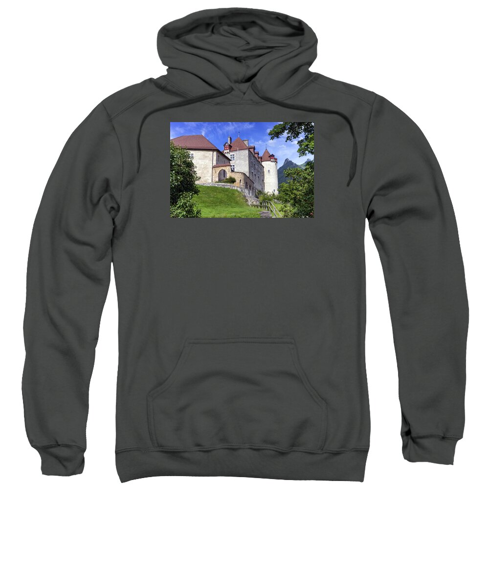 Castle Sweatshirt featuring the photograph Castle of Gruyeres, Fribourg, Switzerland by Elenarts - Elena Duvernay photo