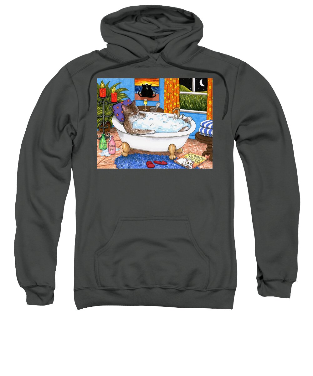 Cat Sweatshirt featuring the painting Cat 567 by Lucie Dumas
