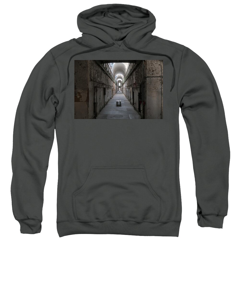 Eastern State Penitentiary Sweatshirt featuring the photograph Cellblock 7 by Tom Singleton