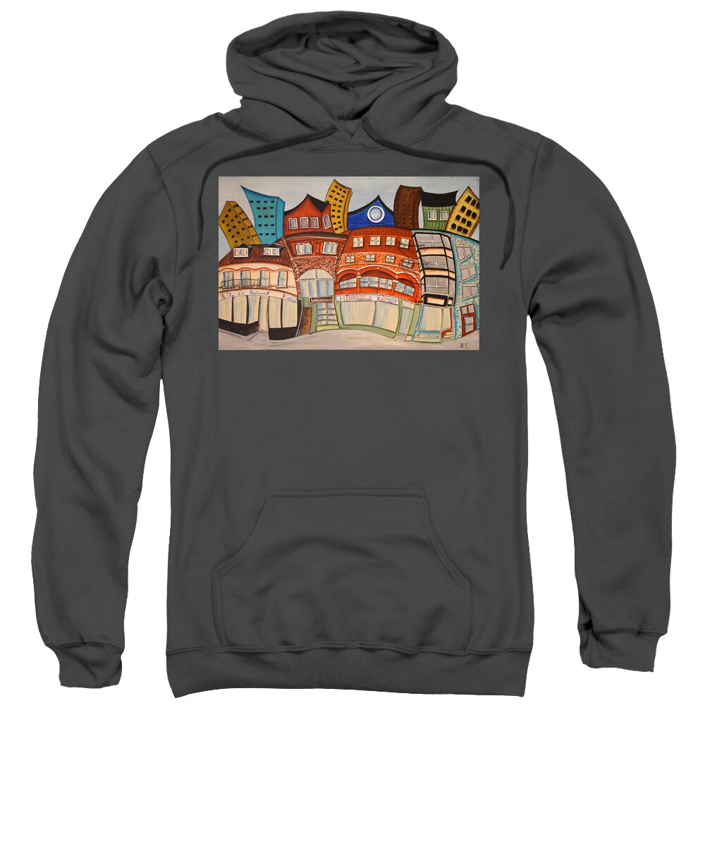 Abstract Sweatshirt featuring the painting Centre Town by Heather Lovat-Fraser