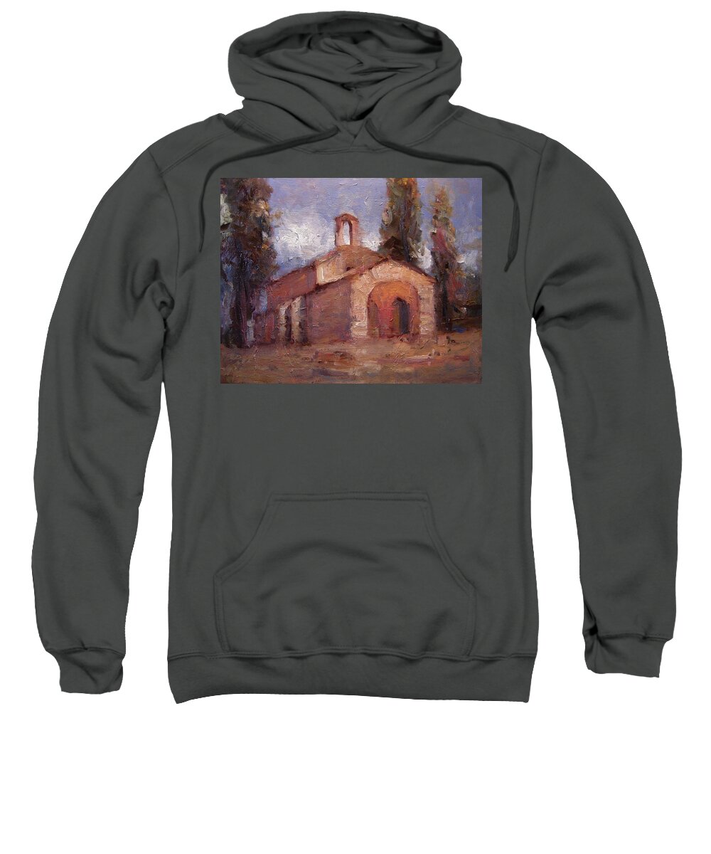 Chapelle Saint-sixte Sweatshirt featuring the painting Chapelle Saint-Sixte in Egyliere France by R W Goetting