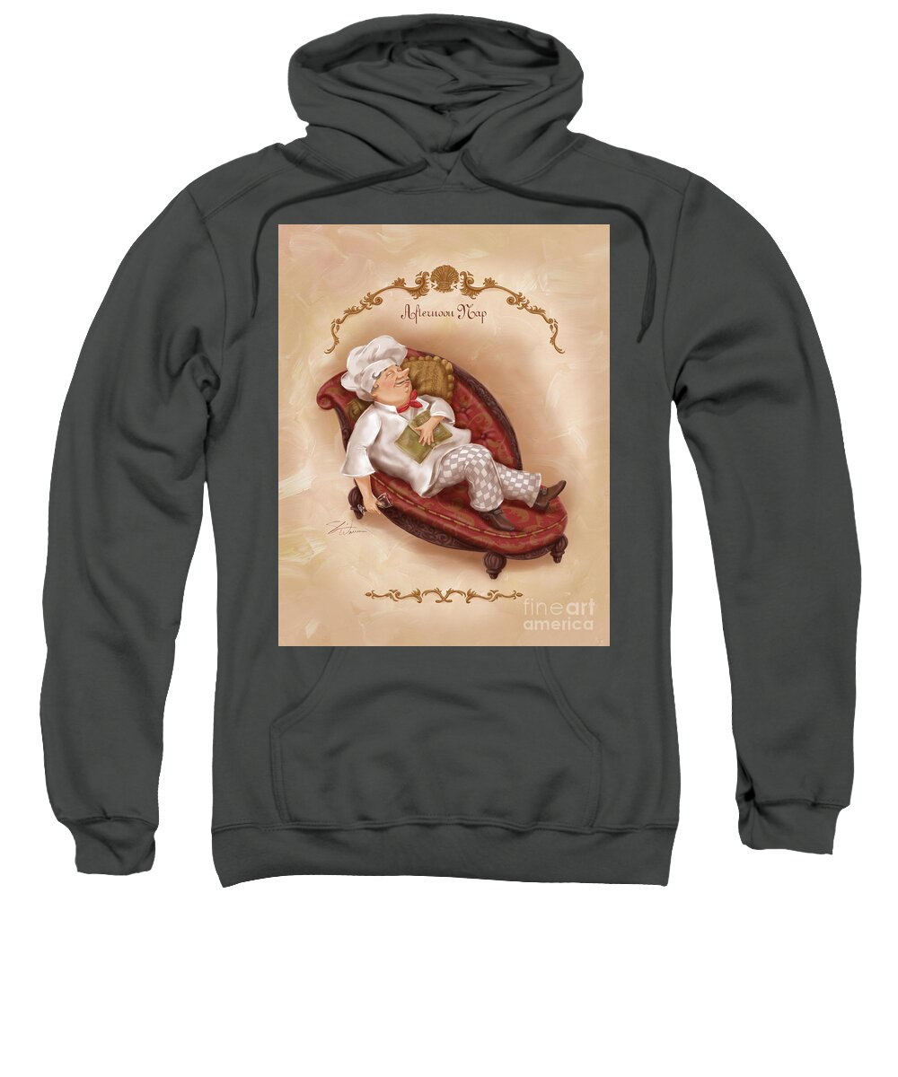 Chef Sweatshirt featuring the mixed media Chefs on a Break-Afternoon Nap by Shari Warren
