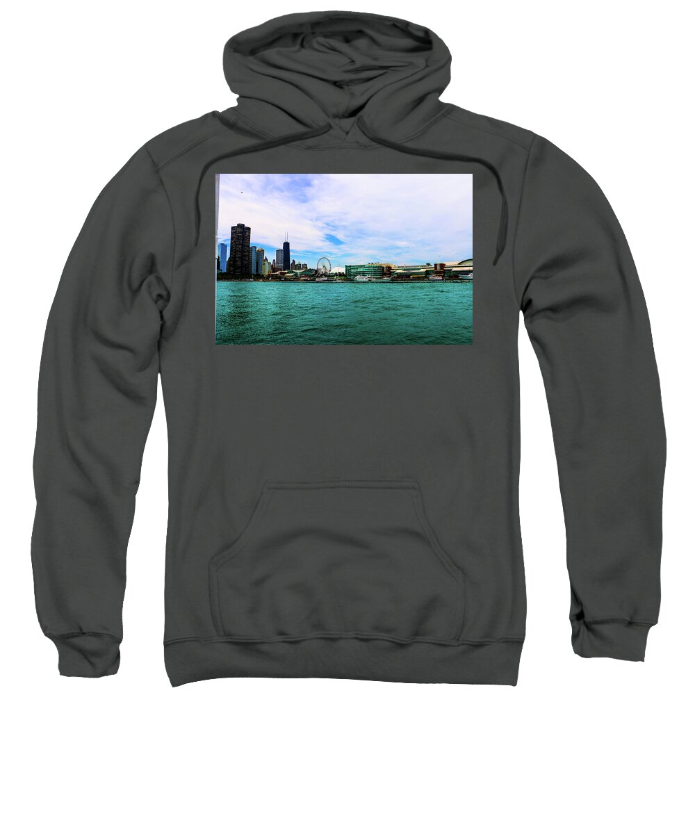 Chicago Sweatshirt featuring the photograph Chicago Blue by D Justin Johns