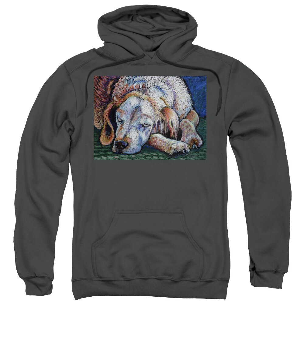 Brittany Spaniel Sweatshirt featuring the painting Chief Sleeps by Ande Hall