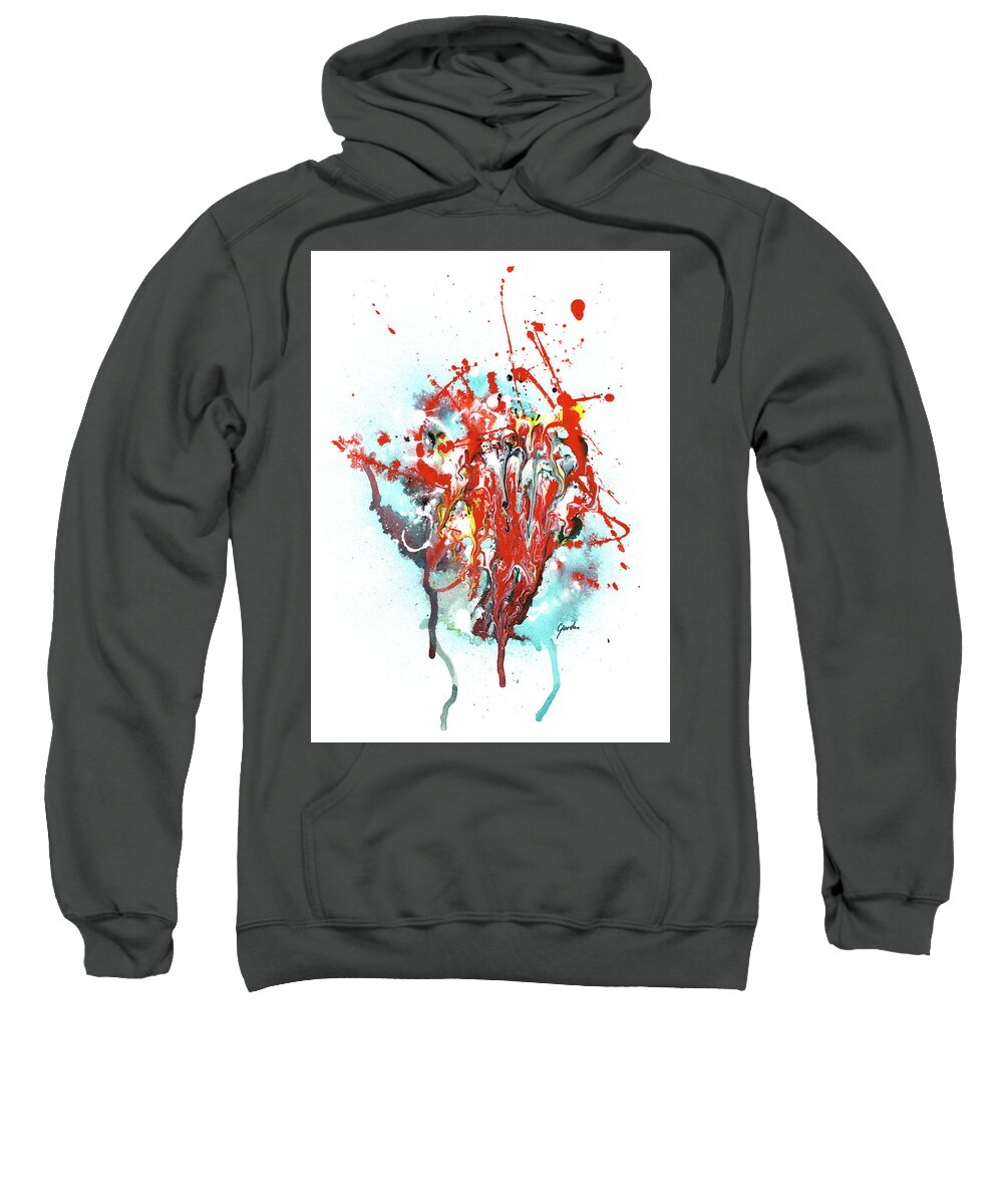 Abstract Sweatshirt featuring the painting Children Of Light - Colorful Bright Read And Blue Abstract Art Painting by Modern Abstract