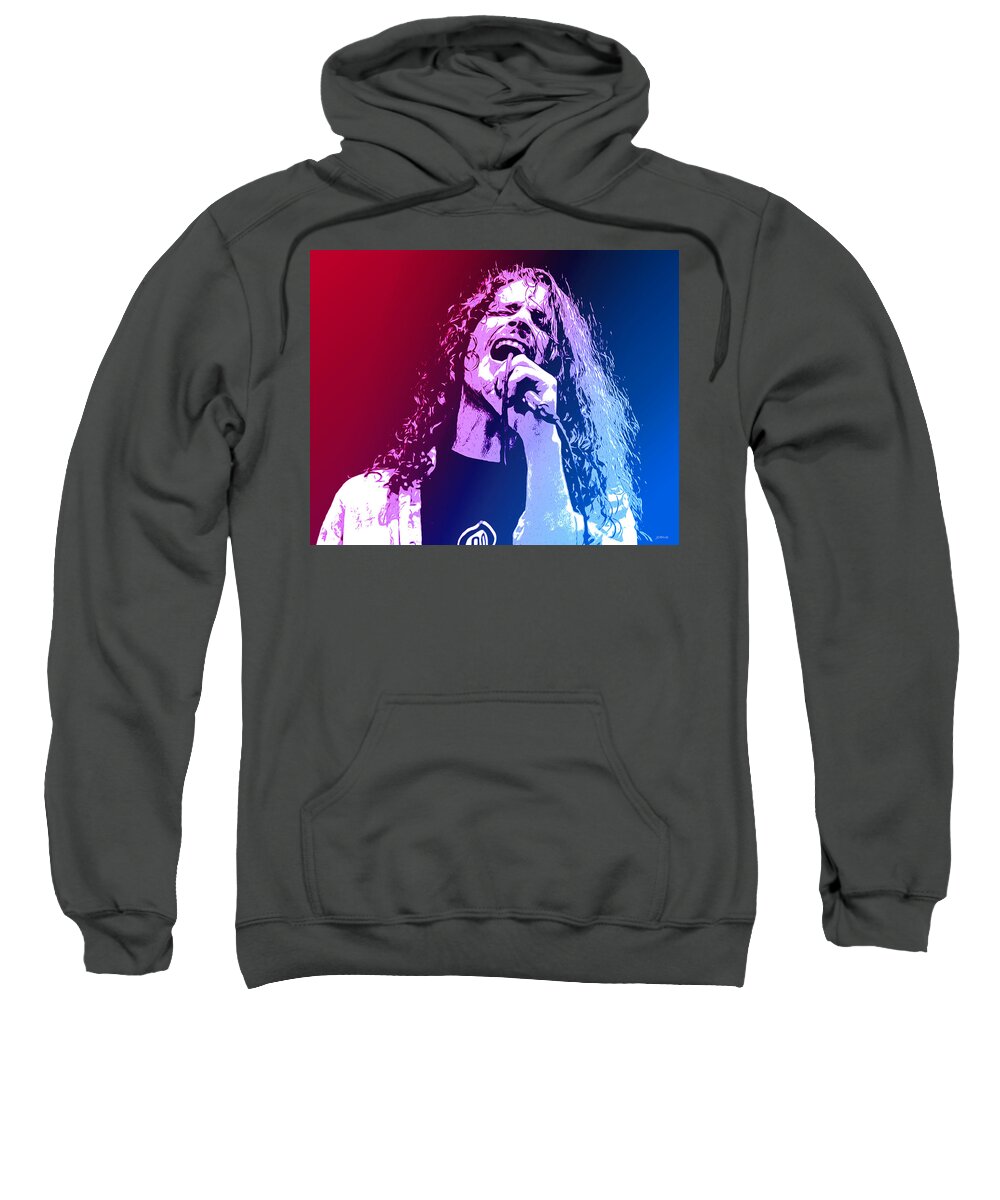 Tribute Sweatshirt featuring the mixed media Chris Cornell 326 by Greg Joens