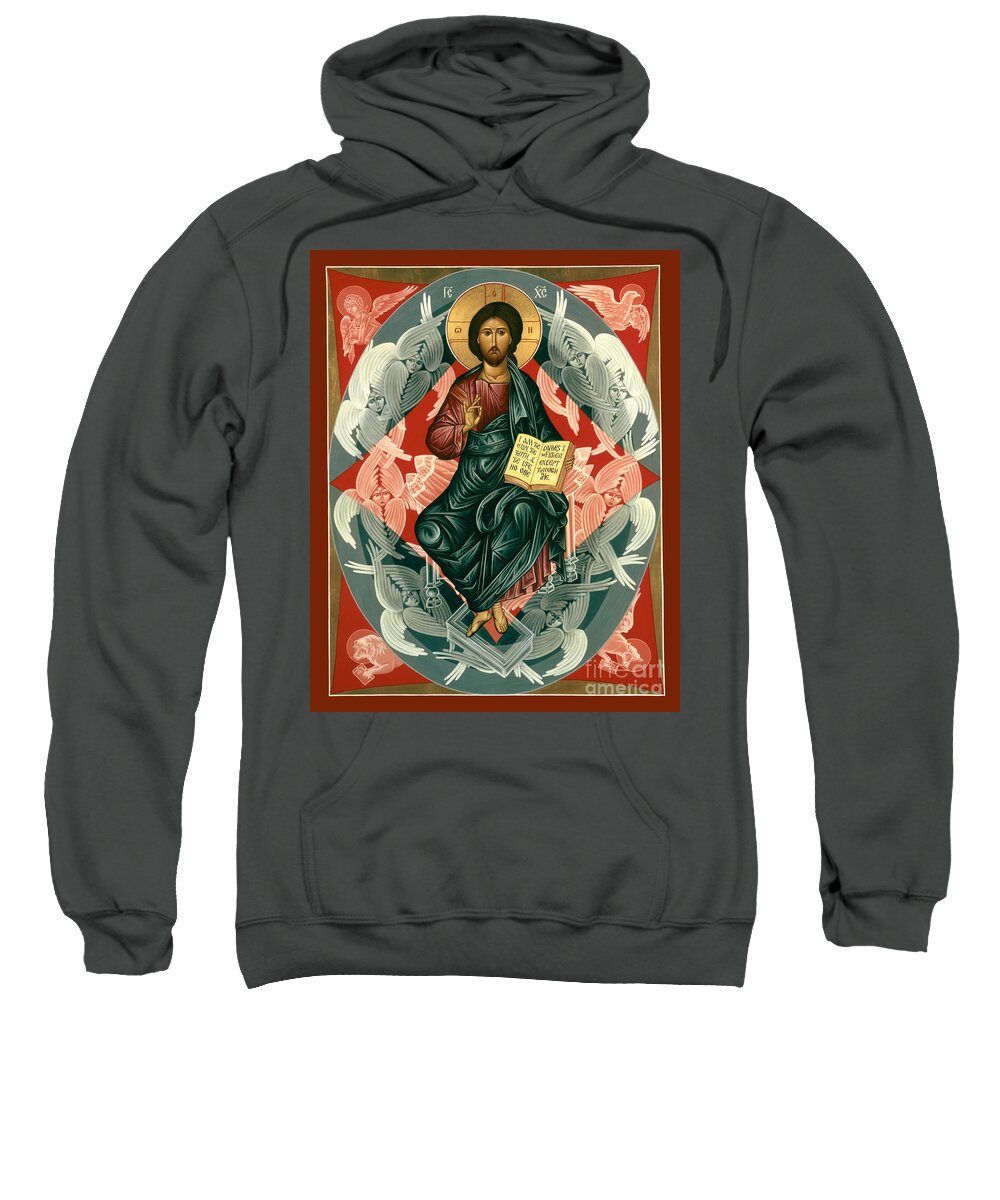 Christ Enthroned Sweatshirt featuring the painting Christ Enthroned - RLCEN by Br Robert Lentz OFM