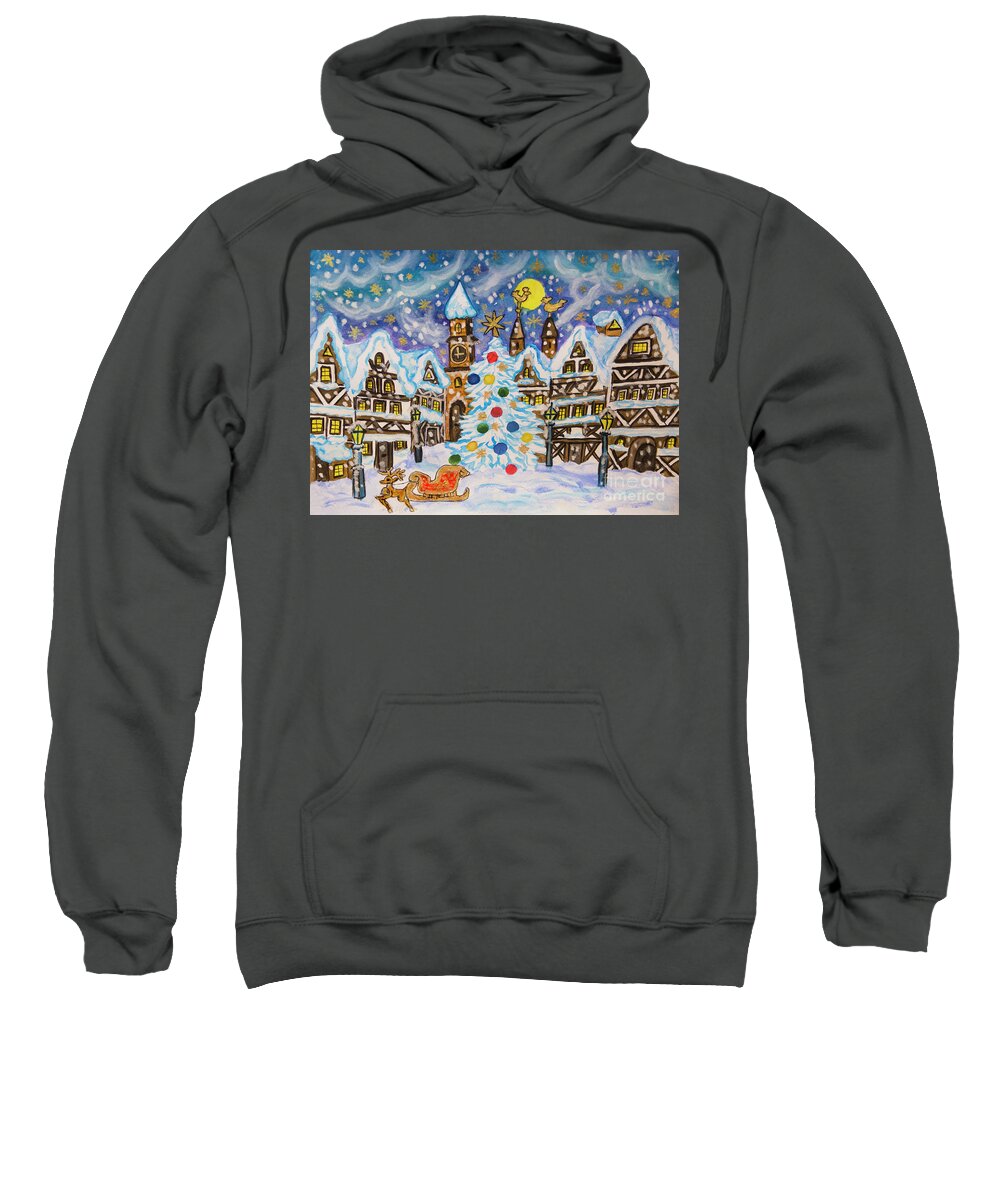 Christmas Sweatshirt featuring the painting Christmas in Europe by Irina Afonskaya