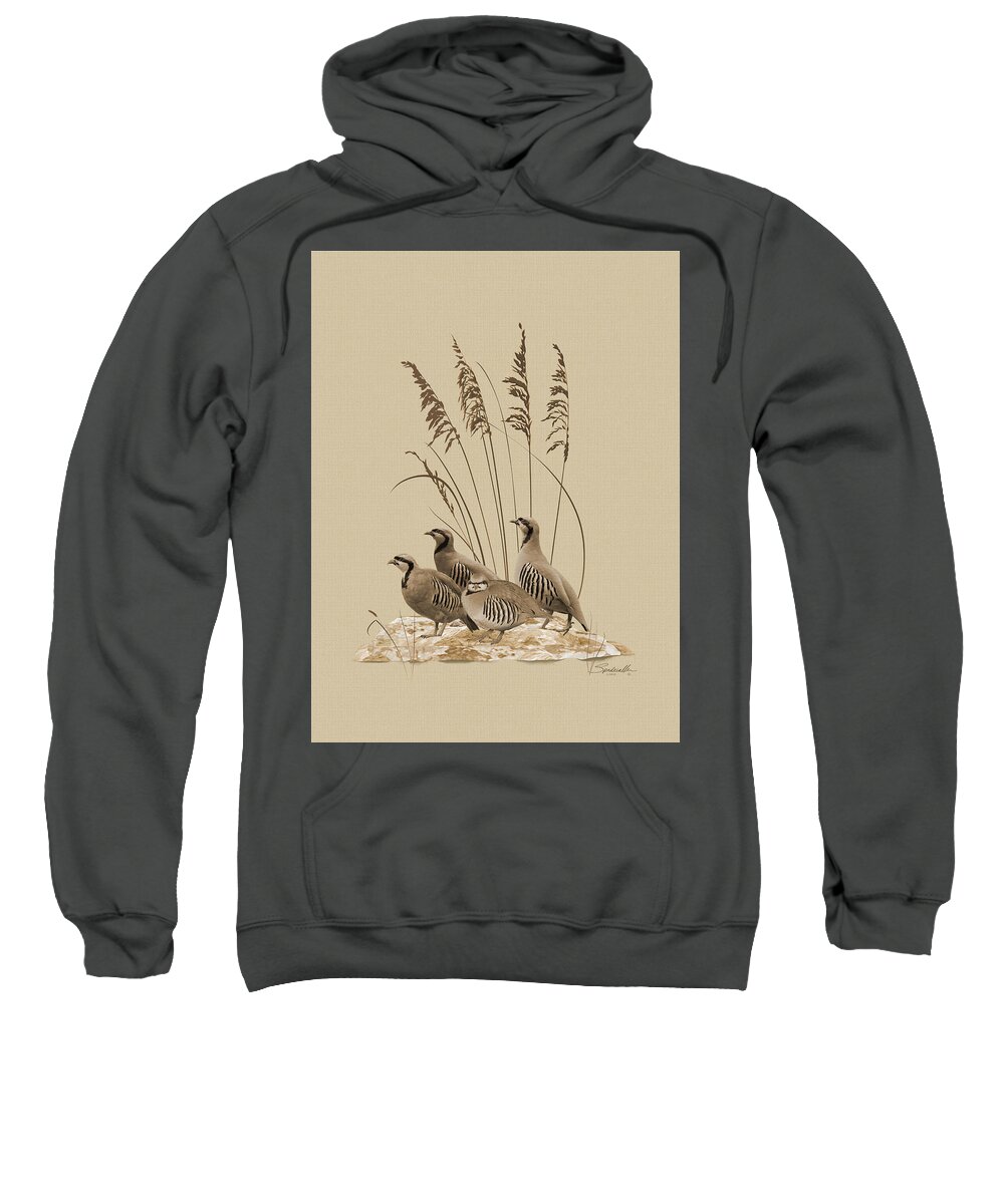 Partridge Sweatshirt featuring the digital art Chukar Partridges by M Spadecaller