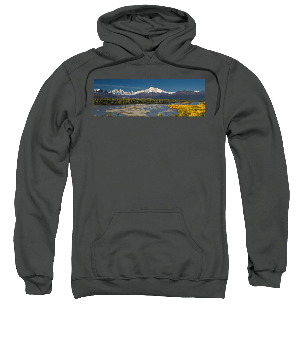 Alaska Sweatshirt featuring the photograph Chulitna's Path by Ed Boudreau