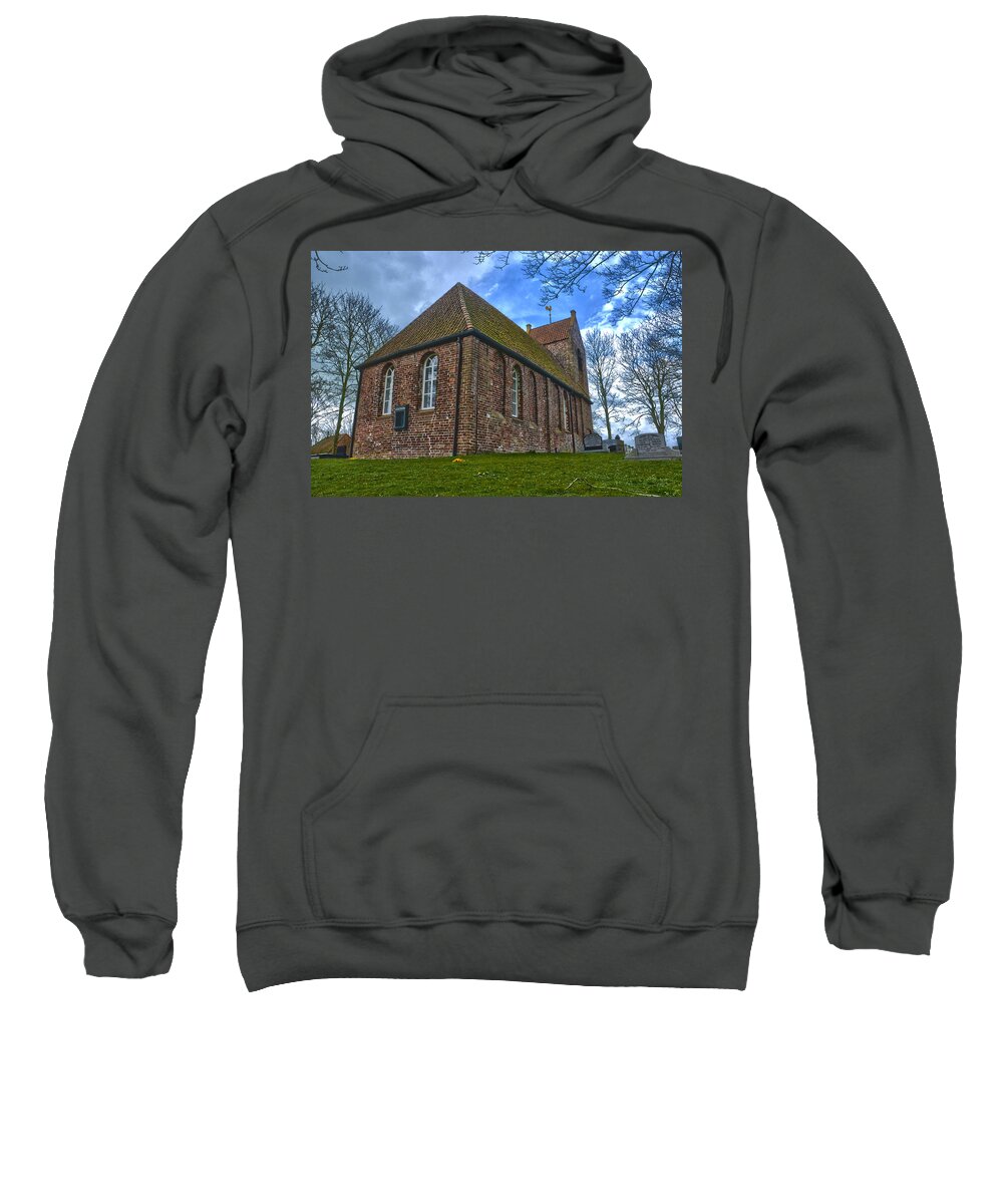 Church Sweatshirt featuring the photograph Church On The Mound Of Oostum by Frans Blok
