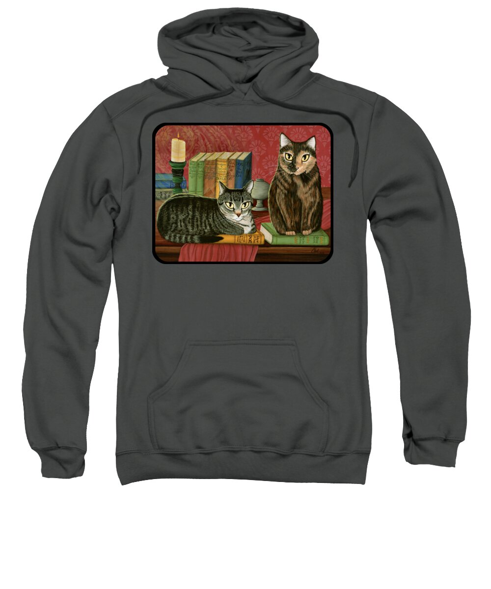 Cats Sweatshirt featuring the painting Classic Literary Cats by Carrie Hawks
