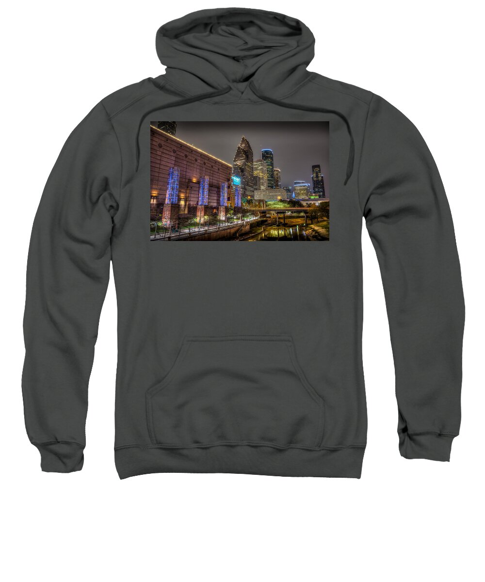 Wells Fargo Plaza Sweatshirt featuring the photograph Cloudy Night in Houston by David Morefield