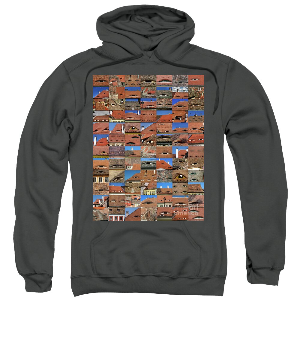 Collage Sweatshirt featuring the photograph Collage Roof and Windows - The City s Eyes by Daliana Pacuraru
