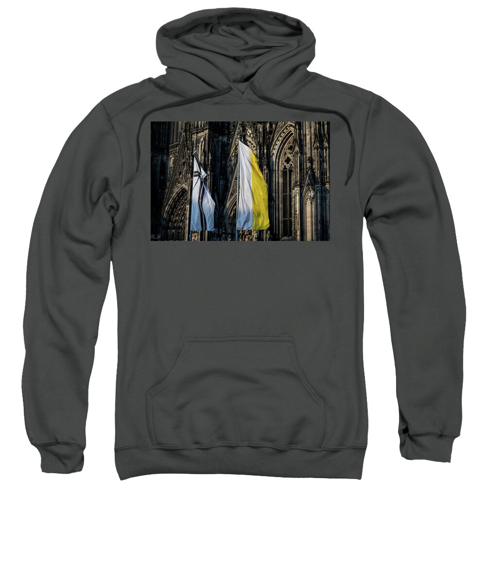Cologne Sweatshirt featuring the photograph Cologne Cathedral Flags by Ross Henton
