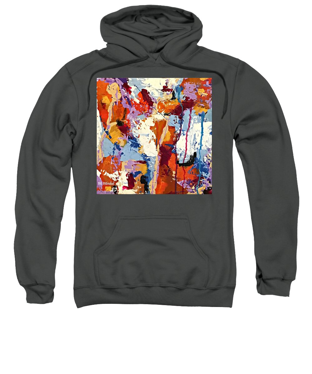Abstract Sweatshirt featuring the painting Color Storm by Mary Mirabal