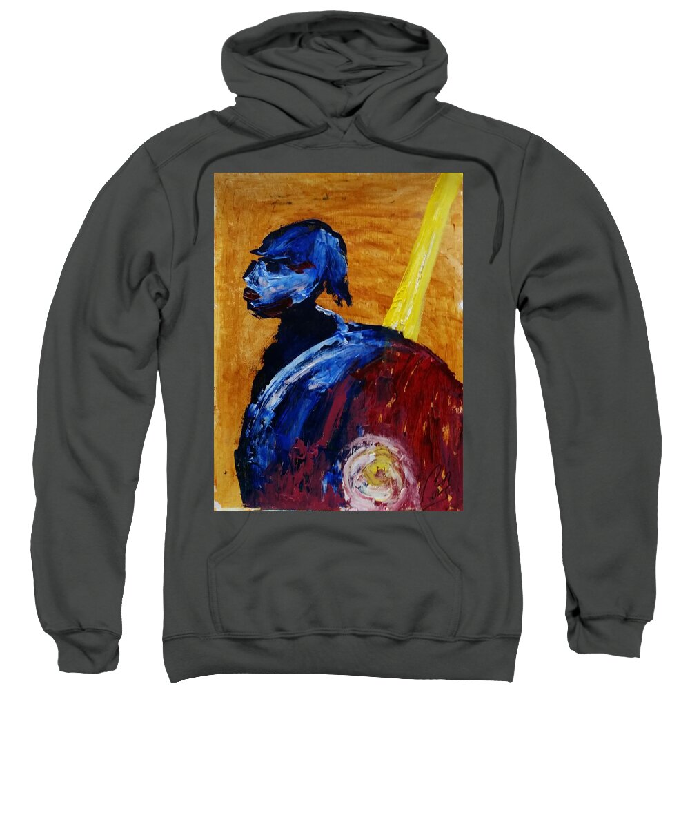 Red Sweatshirt featuring the painting Color wheel warrior by Bachmors Artist