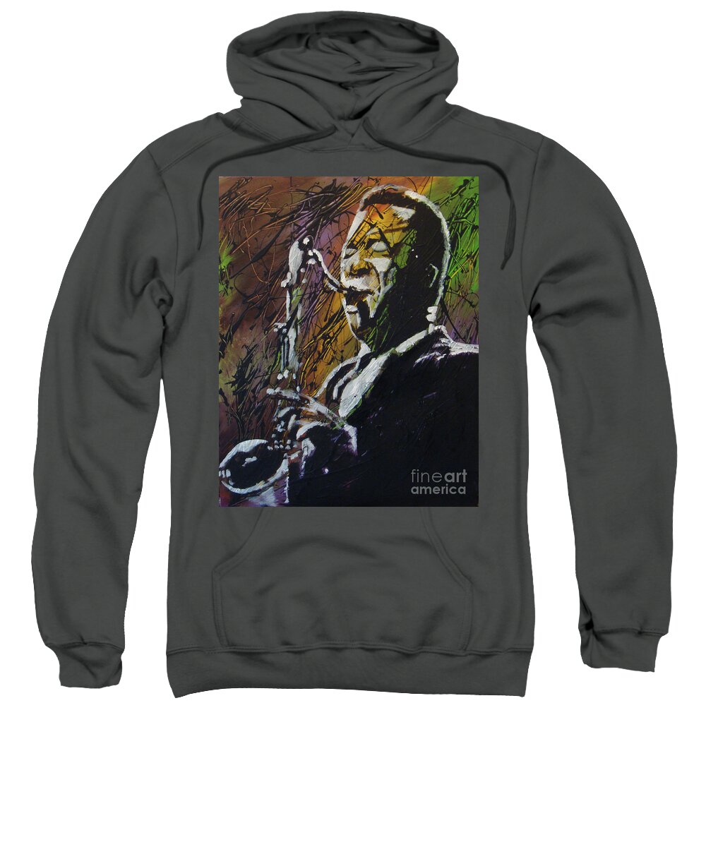 John Coltrane Sweatshirt featuring the painting Coltrane by Stuart Engel