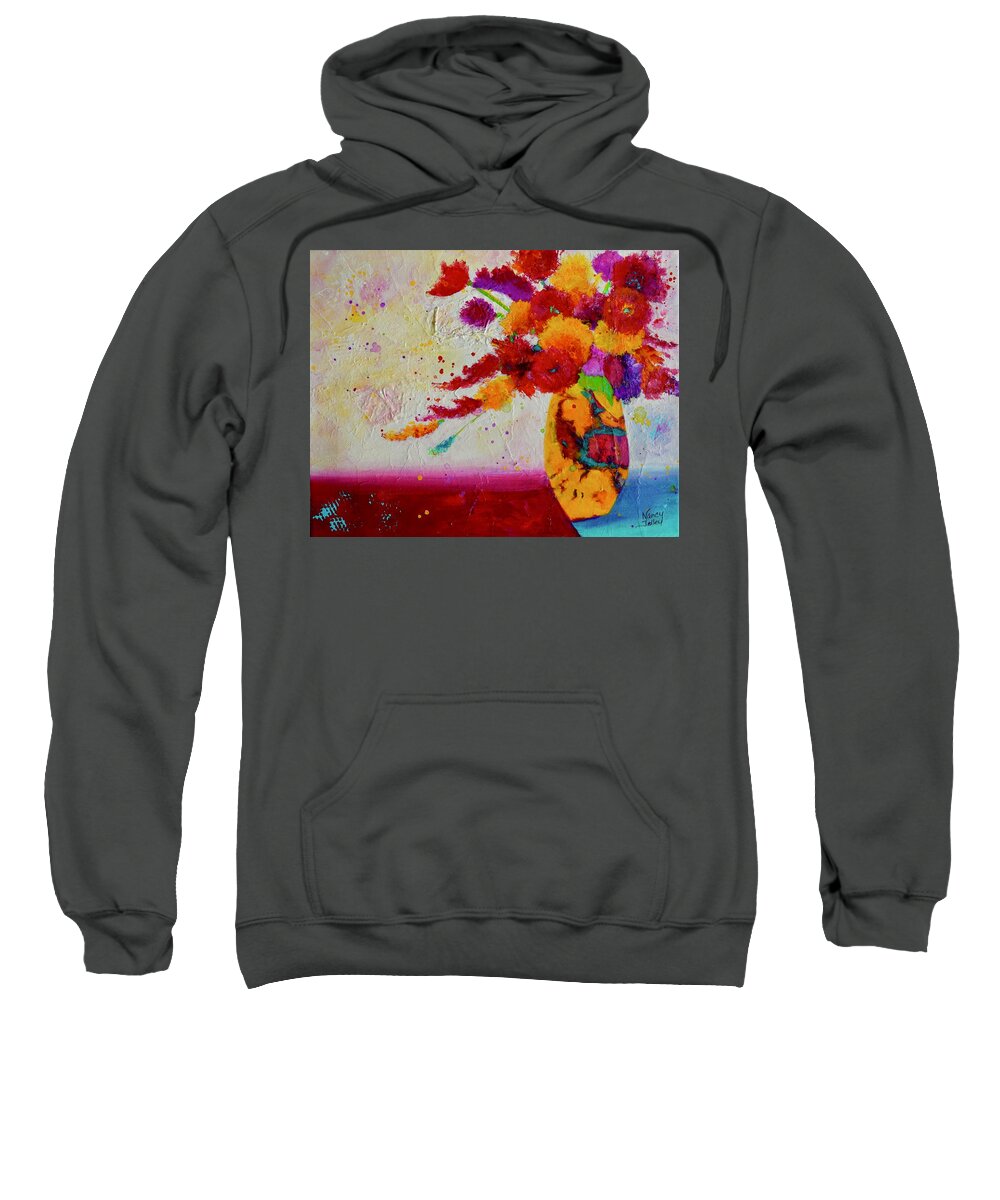 Flowers Sweatshirt featuring the painting Confetti by Nancy Jolley