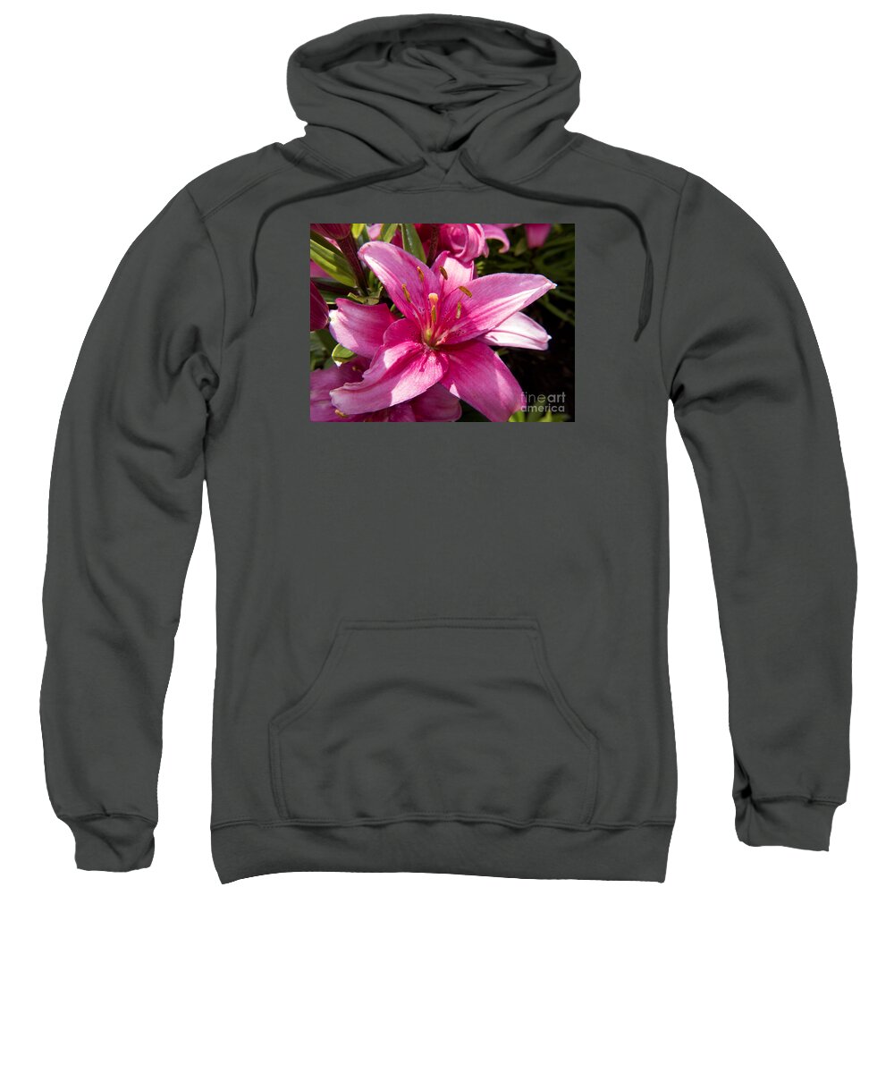 Lily Sweatshirt featuring the photograph A Lily Speaks of Love in the Language of the Heart by Brenda Kean