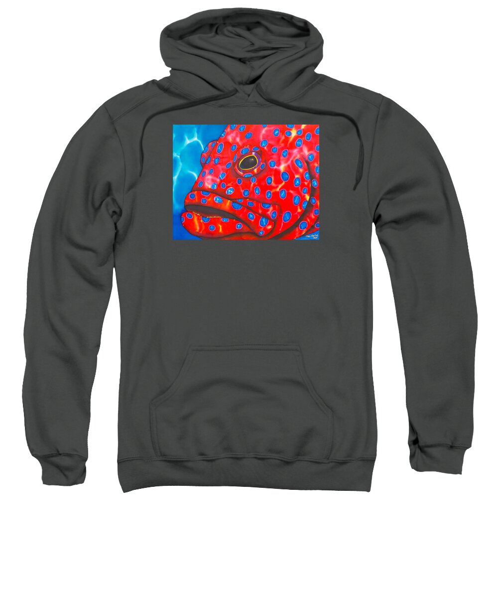 Coral Grouper Sweatshirt featuring the painting Coral Groupper II by Daniel Jean-Baptiste