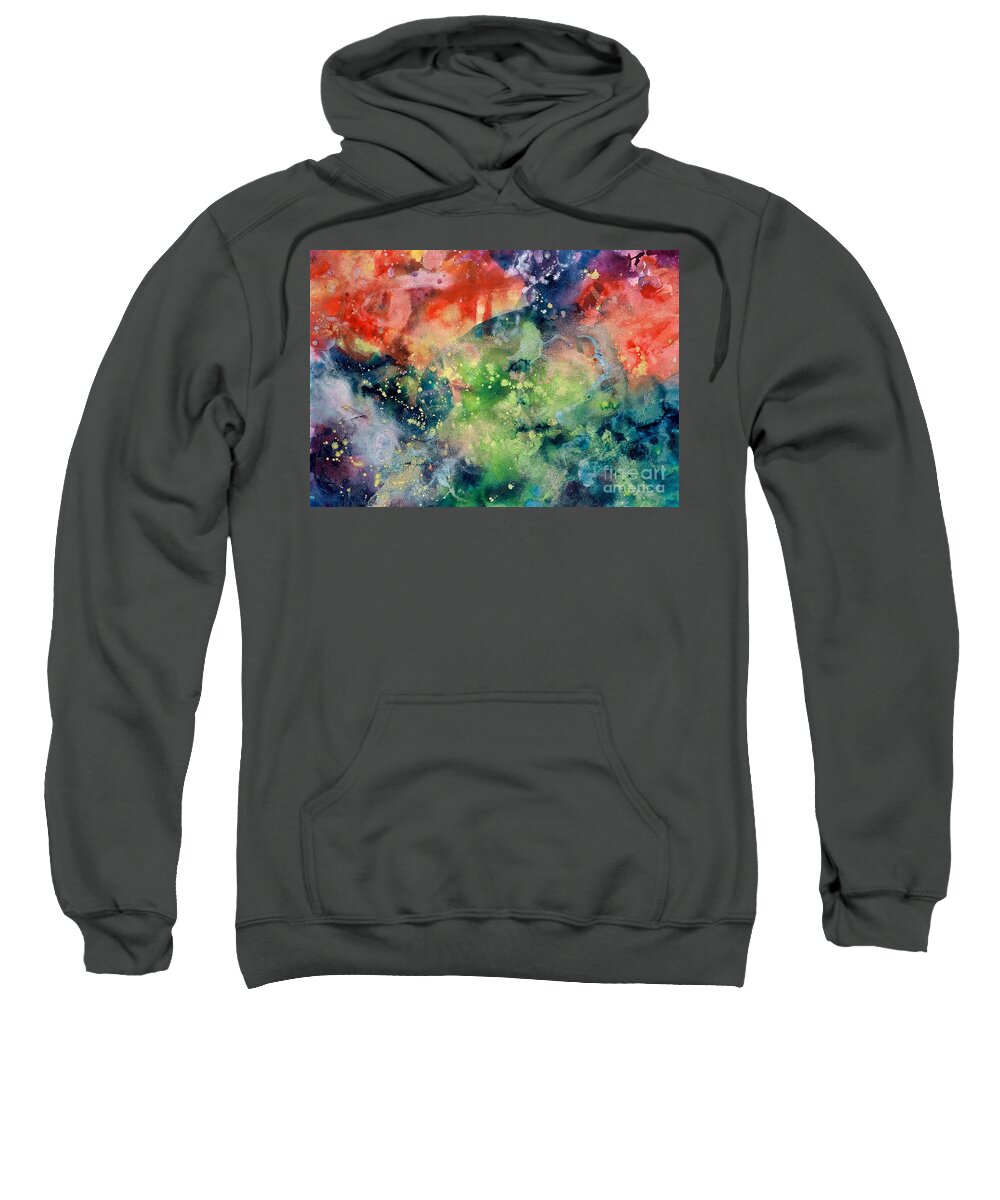 Abstract Sweatshirt featuring the painting Cosmic Clouds by Lucy Arnold