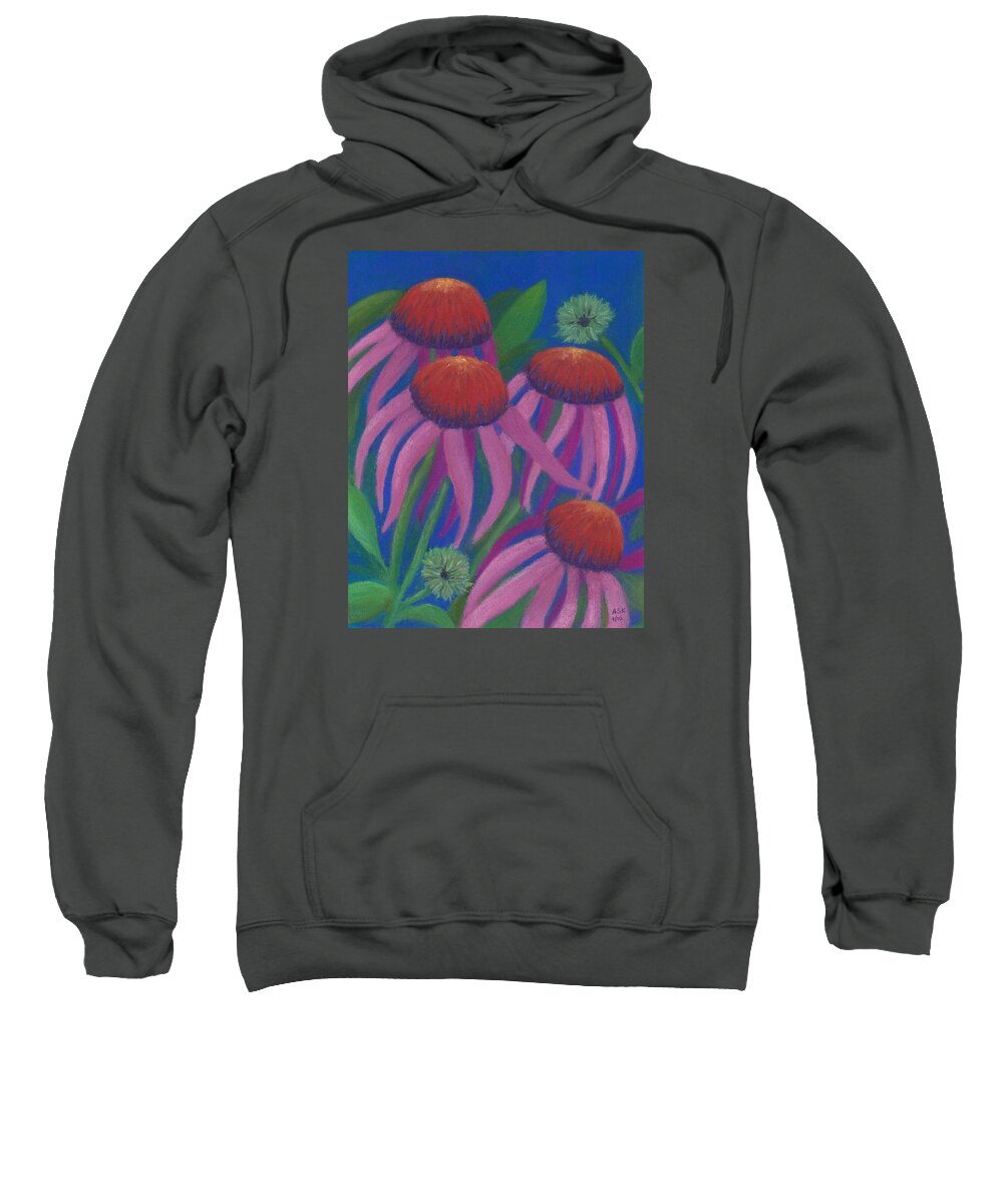 Coneflowers Sweatshirt featuring the pastel Cosmic Coneflowers by Anne Katzeff