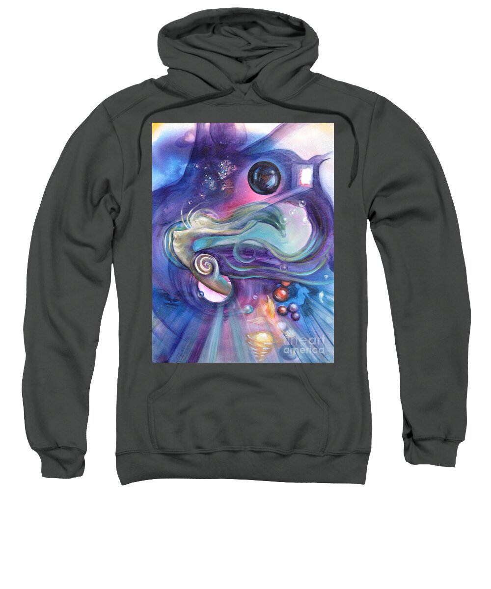 Spirit Sweatshirt featuring the painting Cosmic Hostess by Sofanya White