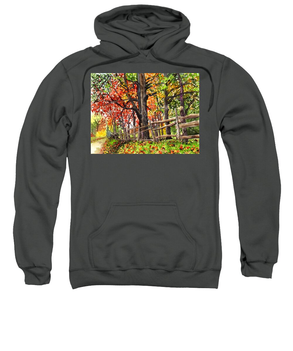 Landscape Sweatshirt featuring the painting Country Road in Vivid colors by Tammy Crawford