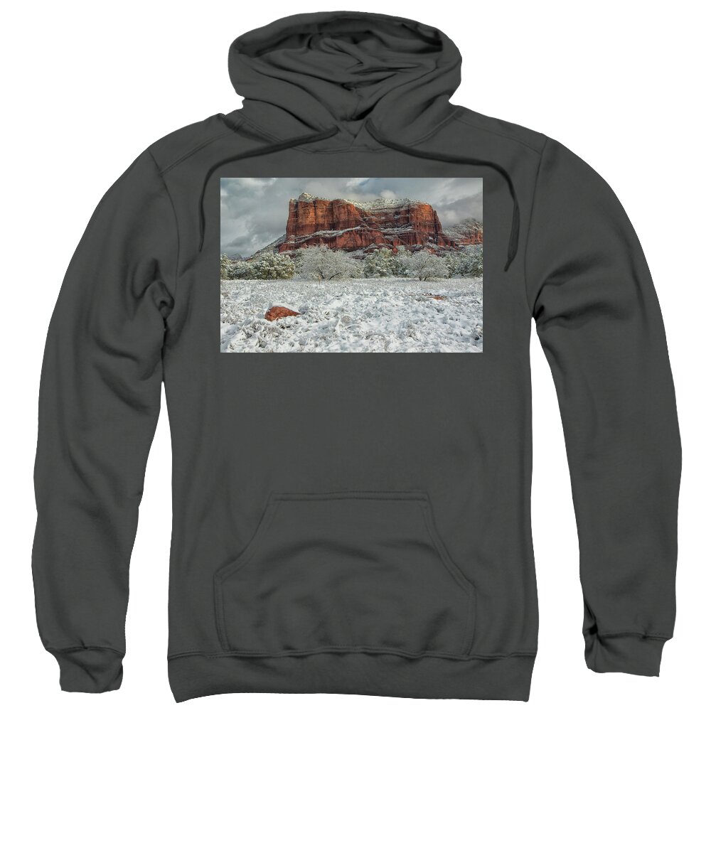 Courthouse Rock Sweatshirt featuring the photograph Courthouse in Winter by Tom Kelly