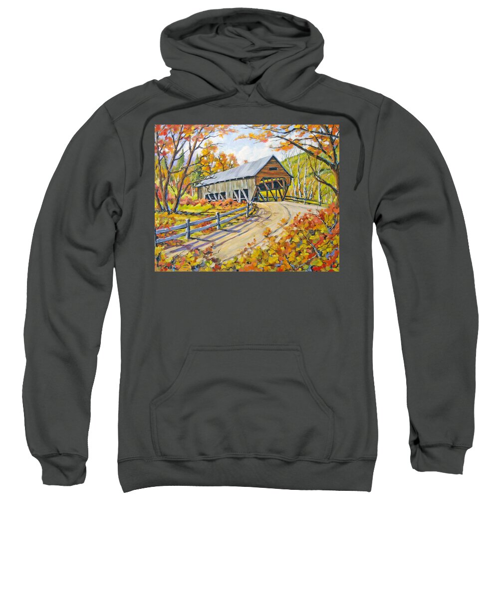 Water Sweatshirt featuring the painting Covered Bridge 2 by Richard T Pranke