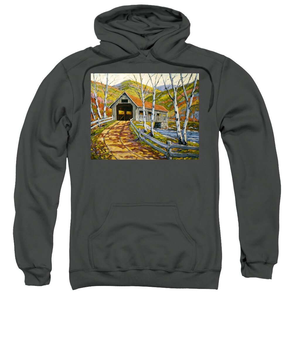 Water Sweatshirt featuring the painting Covered Bridge by Richard T Pranke