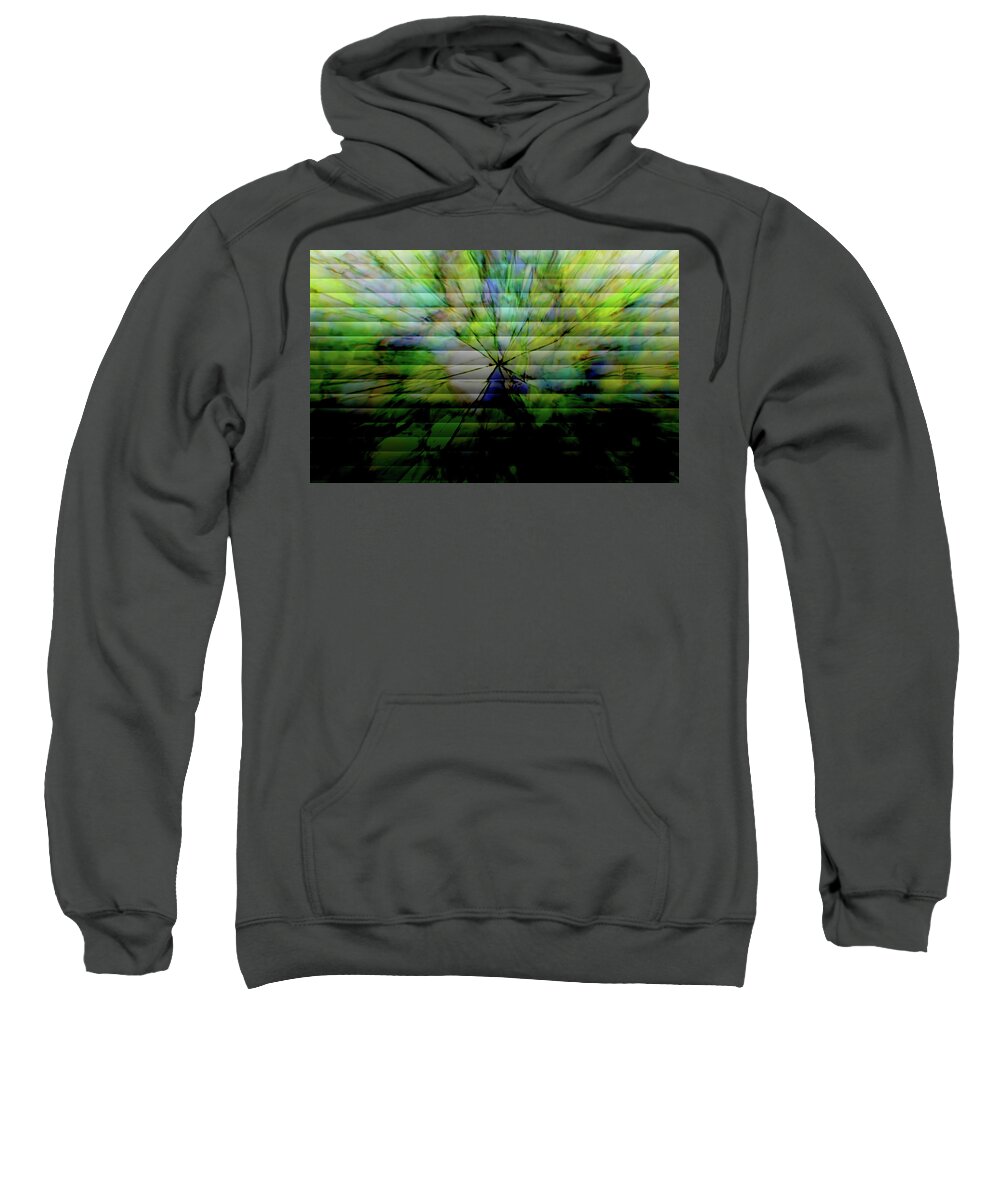 Abstract Sweatshirt featuring the digital art Cracked Abstract Green by Carol Crisafi