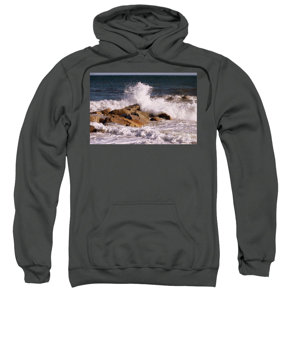 Seascape Sweatshirt featuring the photograph Crashing Surf by Eunice Miller