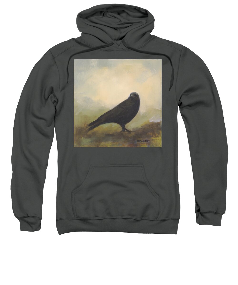 Bird Sweatshirt featuring the painting Crow 24 by David Ladmore