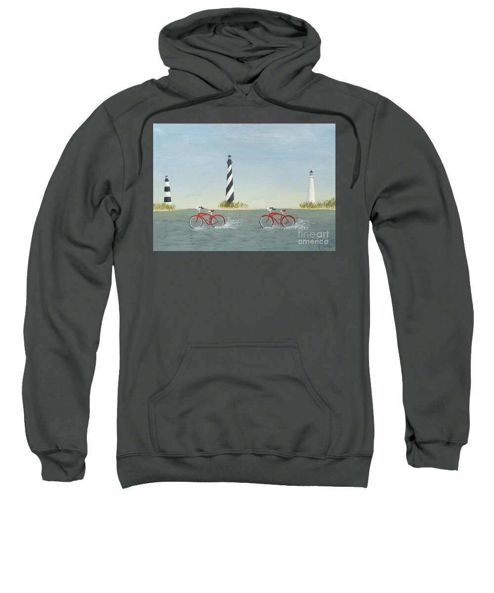 Red Bicycles Sweatshirt featuring the painting Cycling the Pamlico Sound by Phyllis Andrews