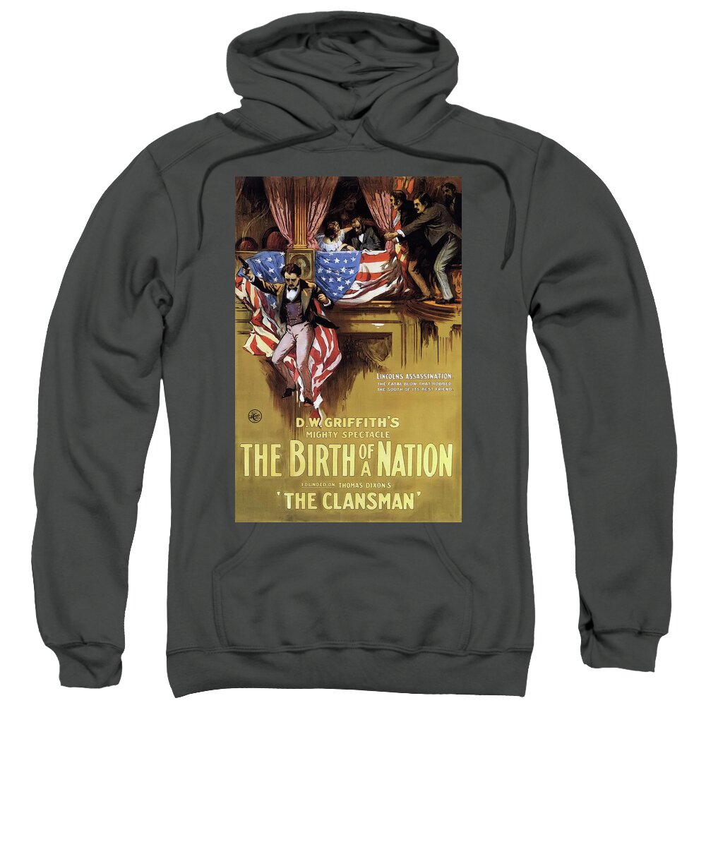 Movie Sweatshirt featuring the drawing D W Griffith's Birth of a Nation 1915 by Mountain Dreams