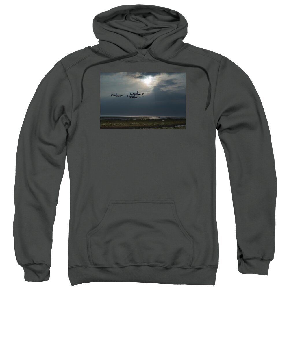 617 Squadron Sweatshirt featuring the digital art Dambusters training over the Wash by Gary Eason