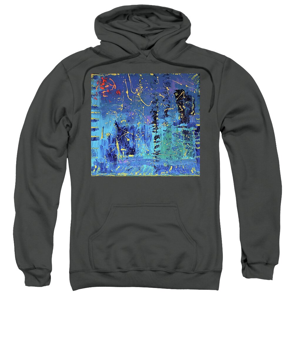 Blue Sweatshirt featuring the painting Day Light Saving Time by Pam O'Mara