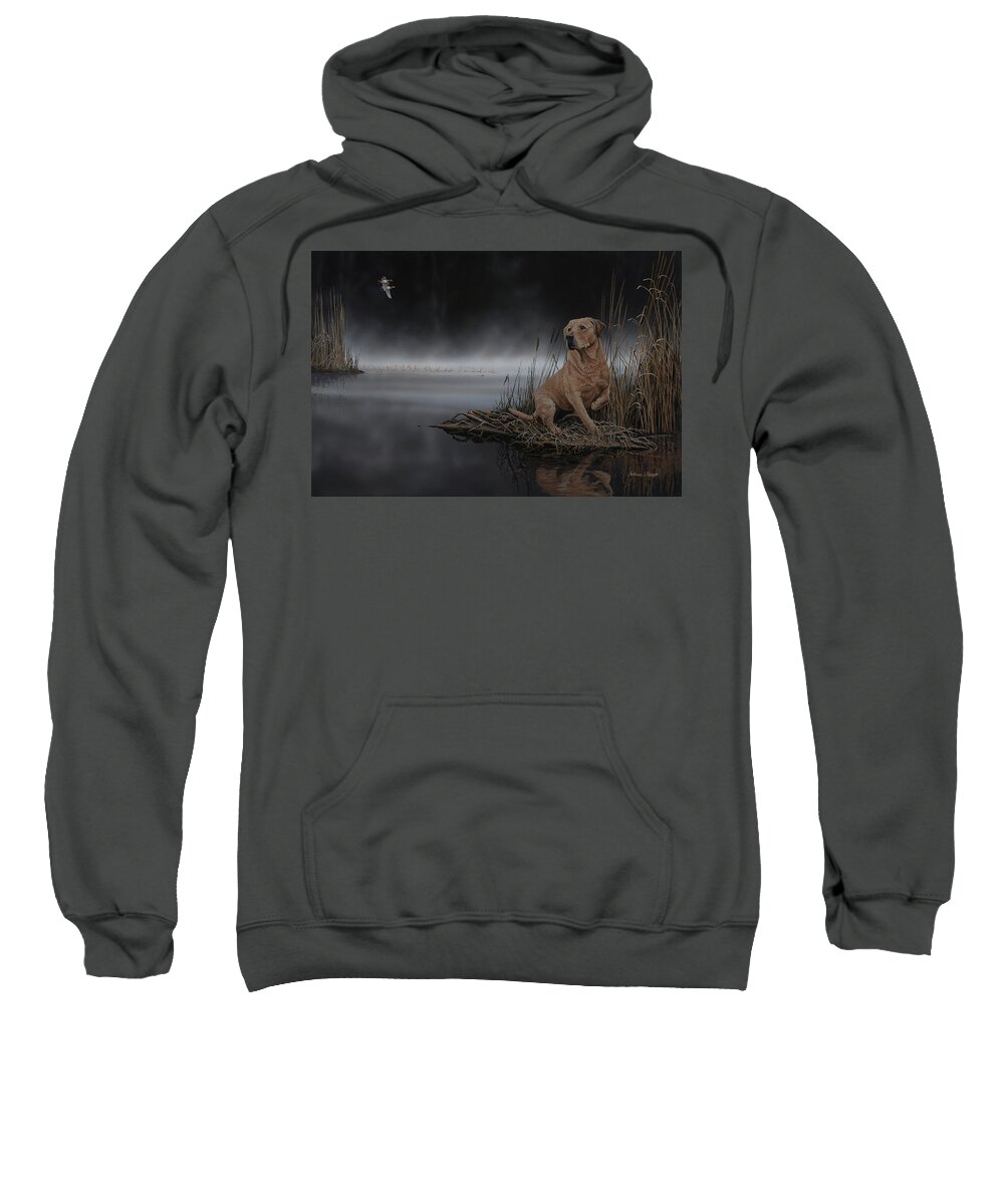 Lab Sweatshirt featuring the painting Daybreak Arrival by Anthony J Padgett