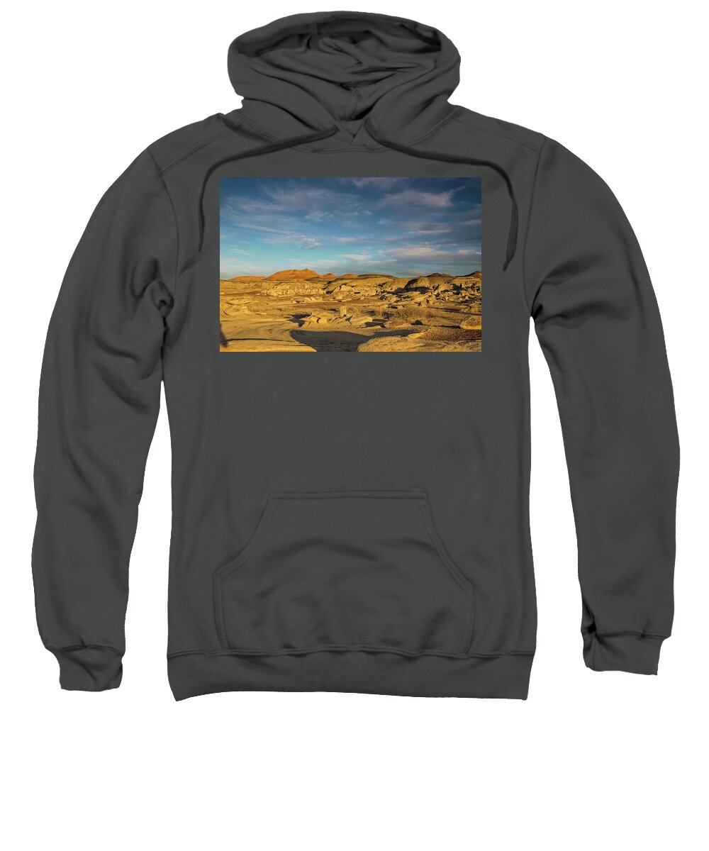 Bisti Badlands Sweatshirt featuring the photograph De Na Zin wilderness sunset by Kunal Mehra