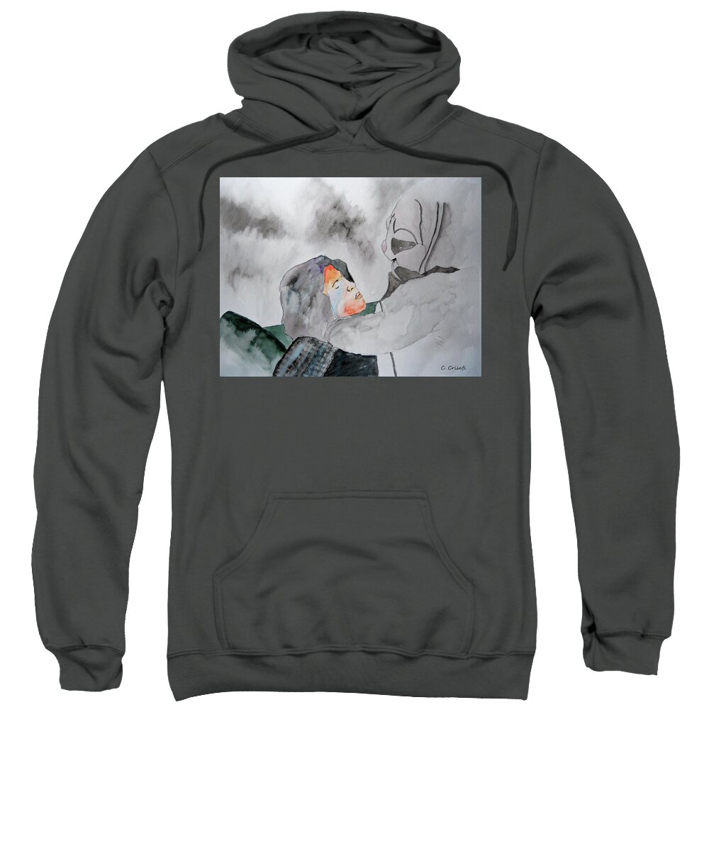 Dean Deleo Sweatshirt featuring the painting Dean DeLeo - Stone Temple Pilots - Music Inspiration Series by Carol Crisafi