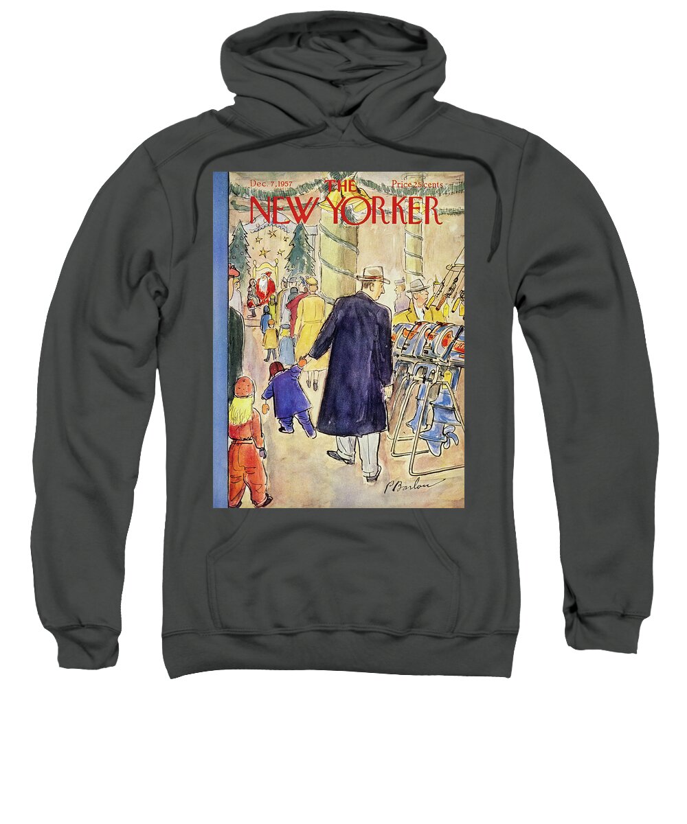 Christmas Sweatshirt featuring the painting New Yorker December 7th 1957 by Perry Barlow