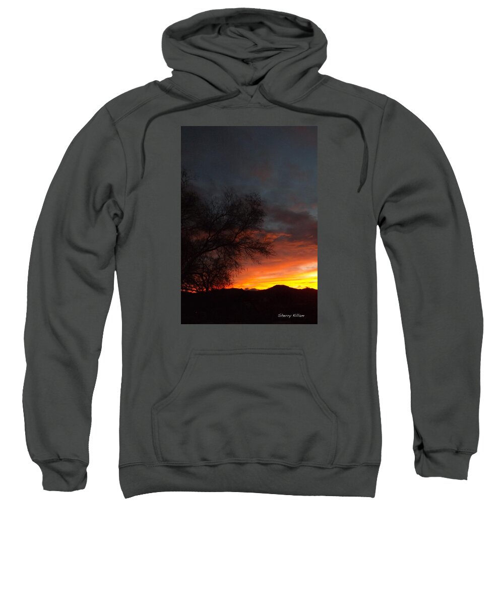 Sunset Sweatshirt featuring the painting December Sunset by Sherry Killam