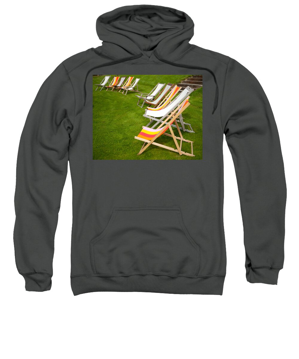 Deck Chairs Sweatshirt featuring the photograph Deck Chairs by Helen Jackson