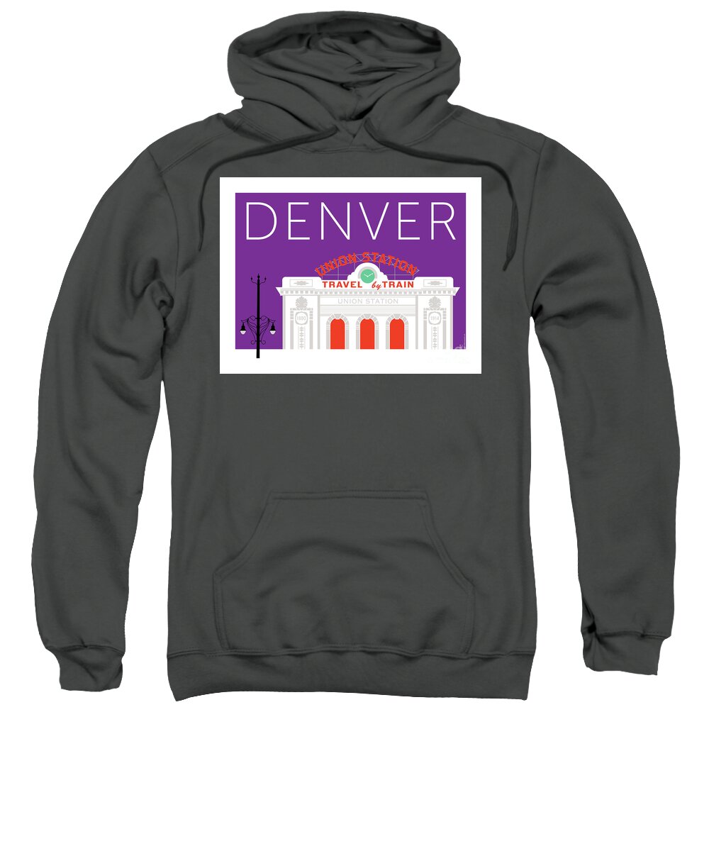 Denver Sweatshirt featuring the digital art DENVER Union Station/Purple by Sam Brennan