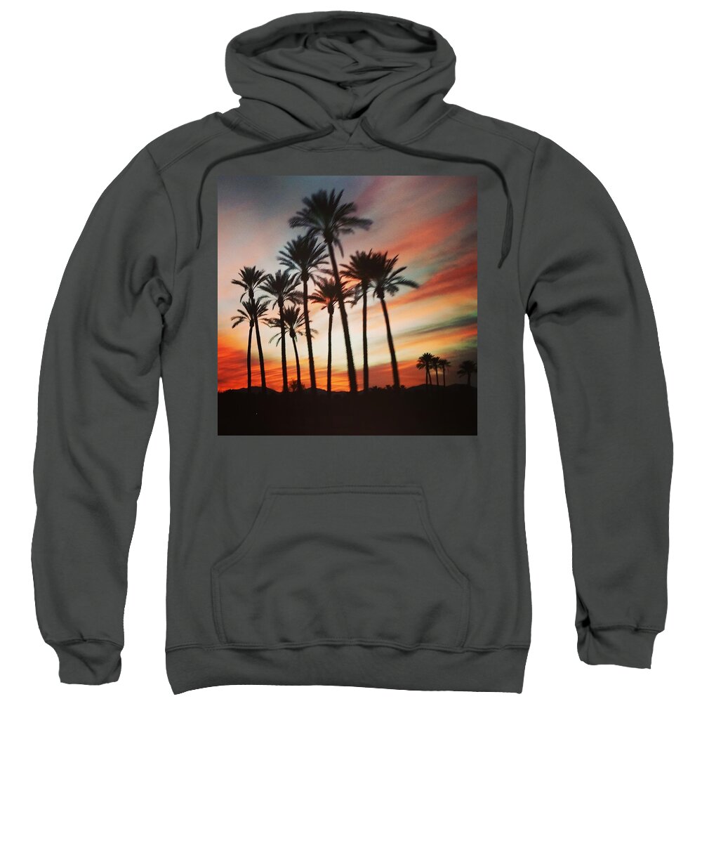 Palm Trees Sweatshirt featuring the photograph Desert Palms Sunset by Vic Ritchey