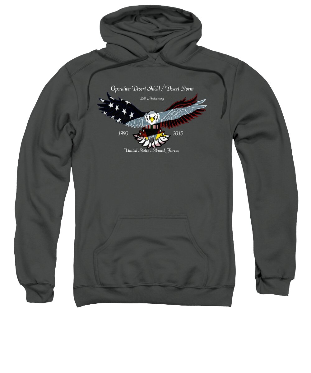 Veterans Sweatshirt featuring the drawing Desert Storm 25th Anniversary by Bill Richards